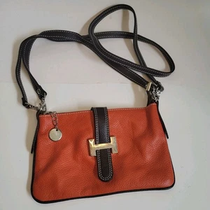 Borsa Vera Pelle Arancione Marrone Pelle Italiana Tracolla Ottime Condizioni Descrizione - Foto 1 di 20