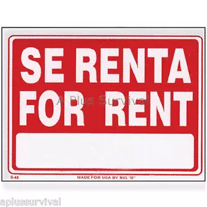Confezione 2 - Se Renta In Affitto 9"x12" Cartello Sicurezza Avvertenza Casa Affari Ufficio Cortile - Foto 1 di 1