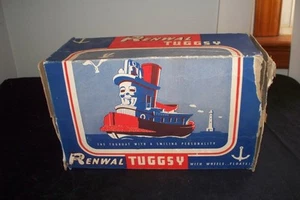 Remolcador de juguete Renwal Tugsy de colección de los años 40 # 128 caja raro - Imagen 1 de 1