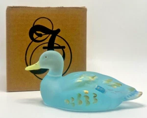 Fenton Art Glass Aquamarine Sanded Mallard Duck, 51473E -- New in Box - Picture 1 of 3