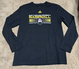 NEW East Carolina Pirates Baseball Shirt Large Black ECU Adidas Mens Long Sleeve - Picture 1 of 6