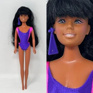 Vintage Clone Barbie Size Fashion Doll 1986 Creata Raven Black Hair In Swimsuit - Picture 1 of 15