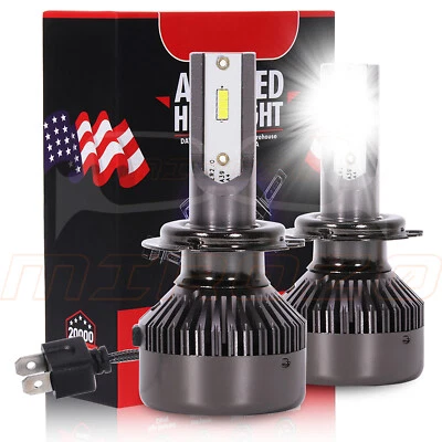 1 Pair 7000K H7 1000W COB LED Headlights Kit Pure White Lights High Beam - Image 1 of 4