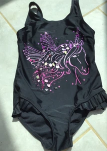 Matalan girls, age 6/7 years black multi sequined unicorn swimsuit - Picture 1 of 2