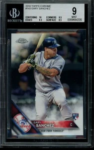 Tarjeta RC 2016 Topps cromada Gary Sanchez #143 BGS 9 como nueva novato NYY Yankees - Imagen 1 de 2