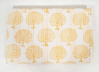 Colcha edredón Kantha de algodón tamaño king con estampado de bloques de mano indio Foto 1 de 4