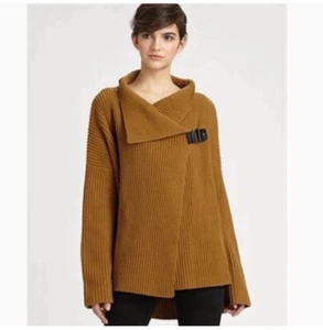 DVF Diane Von Furstenburg Brooke Camel Brown Wool Cardigan Sweater Size P/S - Picture 1 of 11