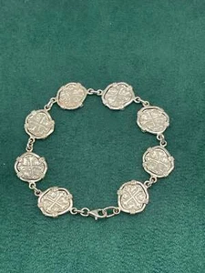 NUESTRA SENORA DE ATOCHA SOLID SILVER COIN BRACELET - Picture 1 of 5