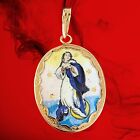 19K 800 Yellow Gold And Enamel Medal Immaculate Conception / From Portugal