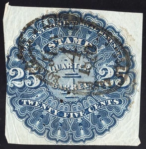 Beer Stamp 1866 REA3 used cds cancel 25 cent Blue 1/4 barrel - Picture 1 of 2