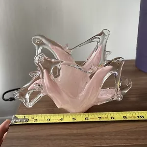 Beautiful Art Glass Italian Murano Style Crystal Soft Pink Napkin Holder 10x6x3 - Picture 1 of 13