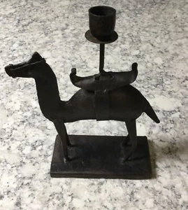 Vintage Folk Art Camel Candle Holder, Metal Handcrafted - Picture 1 of 4