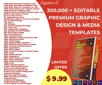 300,000+ Editable Premium Graphic Design And Media Templates - Complete Bundle • 9.99$