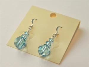 Swarovski crystal 'aquamarine' sterling silver earrings. - Picture 1 of 3