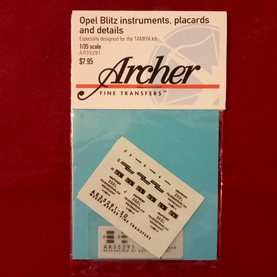 Opel Blitz instruments, placards and details for Tamiya- SCALA 1/35 Archer - Immagine 1 di 1