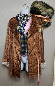 Disney Alice In Wonderland Mad Hatter Costume ADULT XL 42-46 Hat Jacket Vest Tie