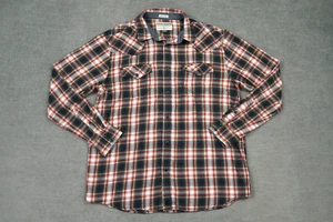 Cody James Shirt Mens Medium Gray Grey Red Plaid Western Snap Pockets - Picture 1 of 12