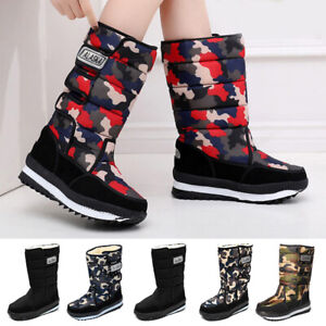 Womens Slip Resistant Snow Boots Plush Lining Mid Calf Boot Breathable Walking
