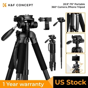 K&F Concept 20"-70" Portable Aluminum Camera /Phone Tripod Monopod 360° Pan Head - Picture 1 of 12