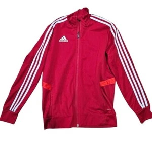 Adidas Youth Track Warm-up Striped Zip Red Jacket Size Large - Picture 1 of 5