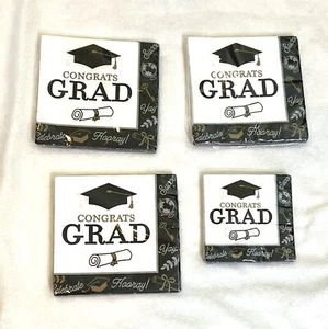 Paper Napkins Set Of 4 Congrats Grad Graduation Dinner & Luncheon- Pk of 16 New - Picture 1 of 3