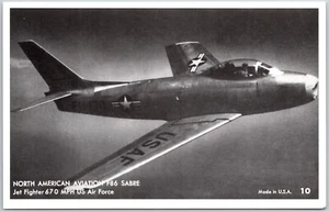 North American Aviation F86 Sabre Jet Fighter US Navy Airplane Vintage Postcard - Picture 1 of 2