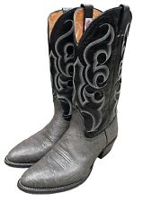 Nocona Men's Size 9 D Gray And Black Leather Western Cowboy Boots Made In USA