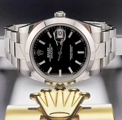 Rolex Datejust 41 bisel liso esfera negra pulsera Oyster acero inoxidable 126300 Foto 1 de 4