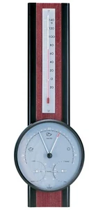Hokco Weather Station Analog Barometer Thermometer Hygrometer Mahogany 18 in - Picture 1 of 4