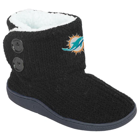 Miami Dolphins NFL Women’s 2-Button Knit Slipper Boots, Size Small 5/6 - NWT Cover