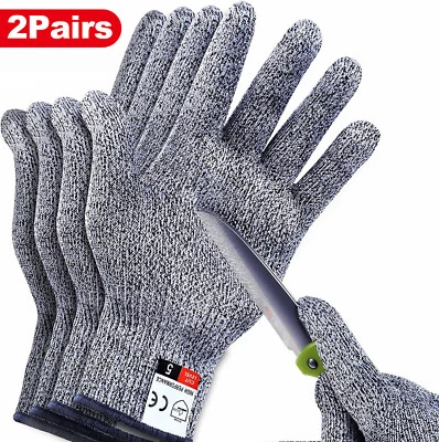 2 Pairs Cut Resistant Gloves Food Grade Level 5 Protection Kitchen Work Gloves - Image 1 of 4
