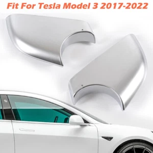 For 2017 2018-2022 Tesla Model 3 PAIR Rearview Mirror Cover Lower Holder Chrome - Picture 1 of 9