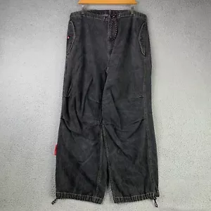 Vintage Tommy Hilfiger Jeans Mens 38x31 Black Skater 90s Rap Parachute Baggy Y2K - Picture 1 of 19
