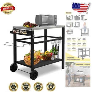Rust-Proof Outdoor Grill Cart with Wheels - Stainless Steel BBQ Prep Table - Picture 1 of 9