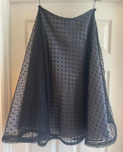 Lafayette 148 Size 8 (Sz Dwn) Vintage Skirt Black Lace Tule White Flair USA Mint - Picture 1 of 17