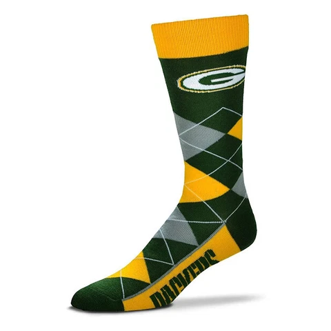 Green Bay Packers Football Gold & Green Argyle Lineup Deuce Crew Socks Cover