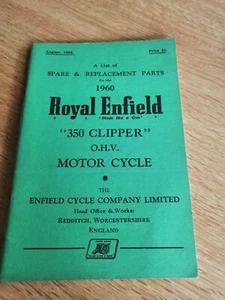 ROYAL ENFIELD 350cc CLIPPER SPARE & REPLACEMENT PARTS LIST VINTAGE MOTORBIKE - Picture 1 of 1