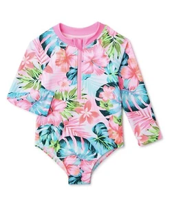 WN Baby Girls 1pc Tropical Rashguard Swimsuit. Size 18Months NWT - Picture 1 of 2