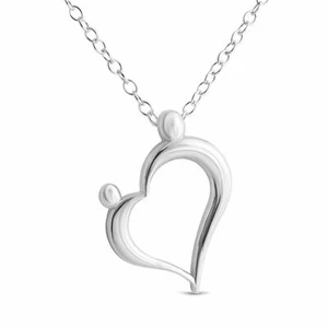 Collana Azaggi Argento Sterling 925 Madre Bambino Famiglia Amore Cuore Aperto Pendente - Foto 1 di 13