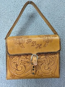 Shoulder Handbag Genuine Leather Floral Embellishments M Medium w/initials - Picture 1 of 18