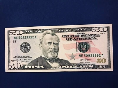 1-$50 Dollar Bill 2013  Fancy Serial#, Nice Condition - Image 1 of 2