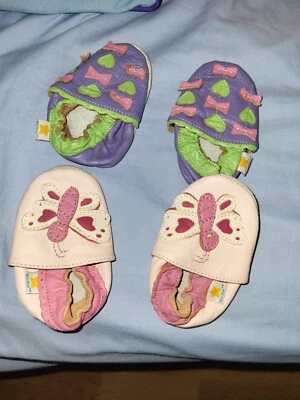 ZAPATOS DE BEBÉ MINI ESTRELLA DE CUERO TALLA 0 ROSA Y MORADO-Acaba de agregar zapatos de bebé rosa foto Foto 1 de 4
