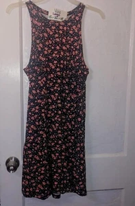 VANS Black Pink Ditzy Floral Tank Top Fit Flare Skater Casual Summer Sun Dress - Picture 1 of 10