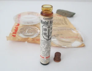 Antike Echt Gold Medaille Haarlem Öl Medizin Flasche Original Einsatz Vintage AZ57 - Bild 1 von 12
