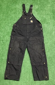 Carhartt Salopette Uomo 46x30 Nero Tela Anatra Isolata R41BLK Lavoro Doppio Ginocchio - Foto 1 di 5