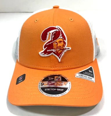 NEW ERA Tampa Bay Buccaneers NFL NE Stretch-Snap Snapback Trucker Hat~ Retro Creamsicle