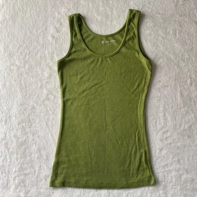 Vintage Anchor Blue Tank Top Ribbed Green Size S Scoop Neck Stretch Y2K - Image 1 of 4