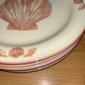 Vtg Sango Coquille Dinner Plates Peach Shell Design Earthenware Set 5 - Picture 1 of 3