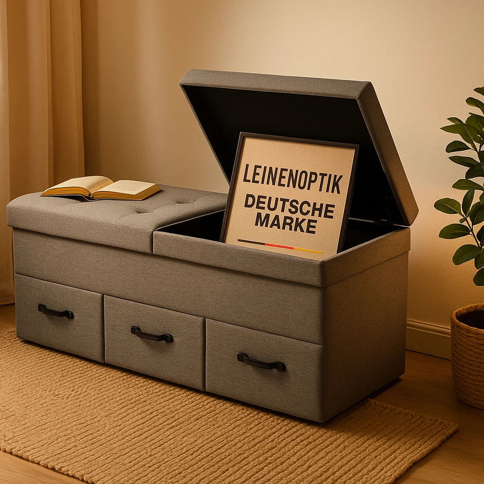 Sitzbank mit Stauraum Grau faltbar Sitz Hocker Truhe Würfel Box Aufbewahrungsbox - Bild 1 von 1