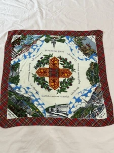 Vintage SCHOTTLAND Schal Tourist Souvenir Dudelsack Schottische Städte Mehrfarbig - Bild 1 von 12